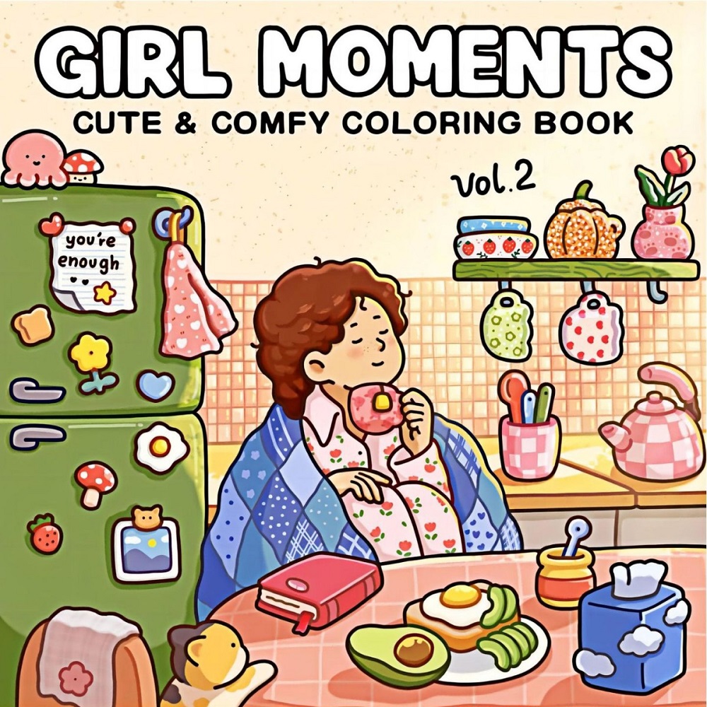 Adult Coloring Book Stress Relief - Girl Moments Cute & Comfy Coloring