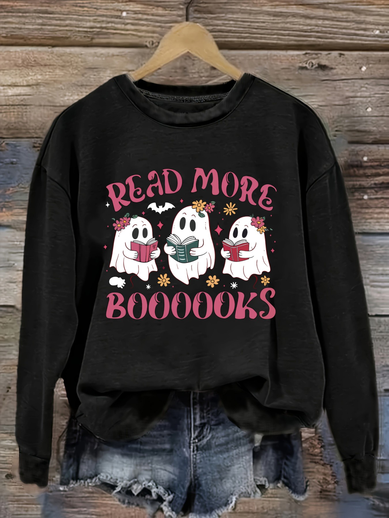 Books - Women's Casual Long Sleeve Crew Neck