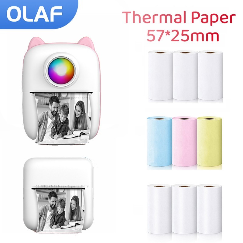 Mini Pocket Thermal Printer Paper Roll - 57MM Rolls Thermal Paper Self-adhesive Printing