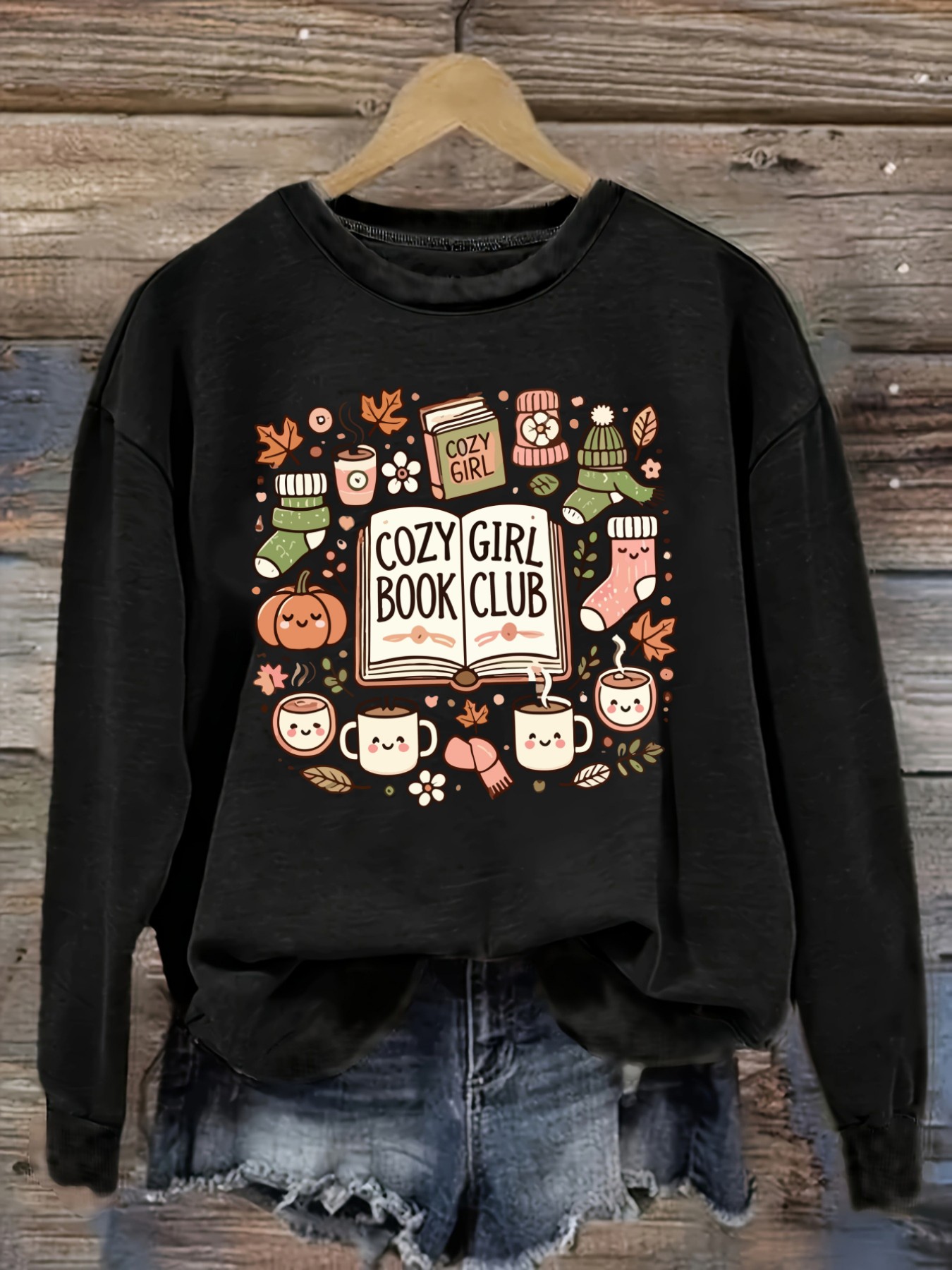 Books - Women's Casual Long Sleeve Crew Neck