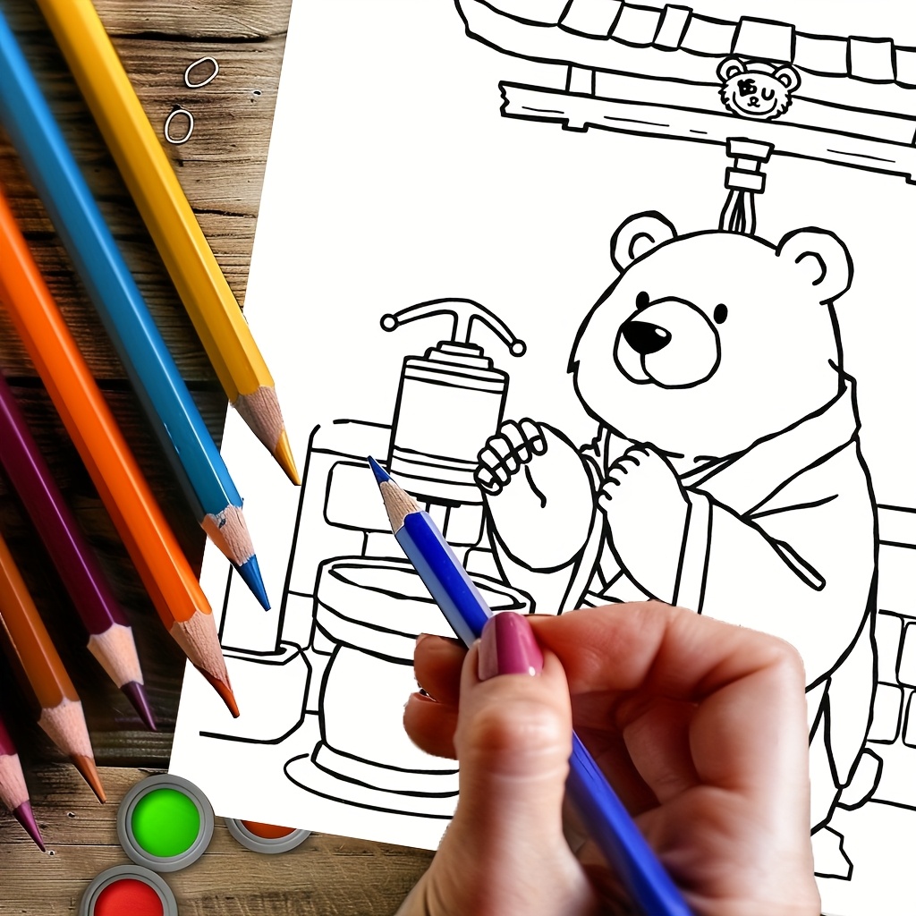 28 Pages Cute Bear in Japan Co - огляд і ціна Adult Coloring Book Stress Relief
