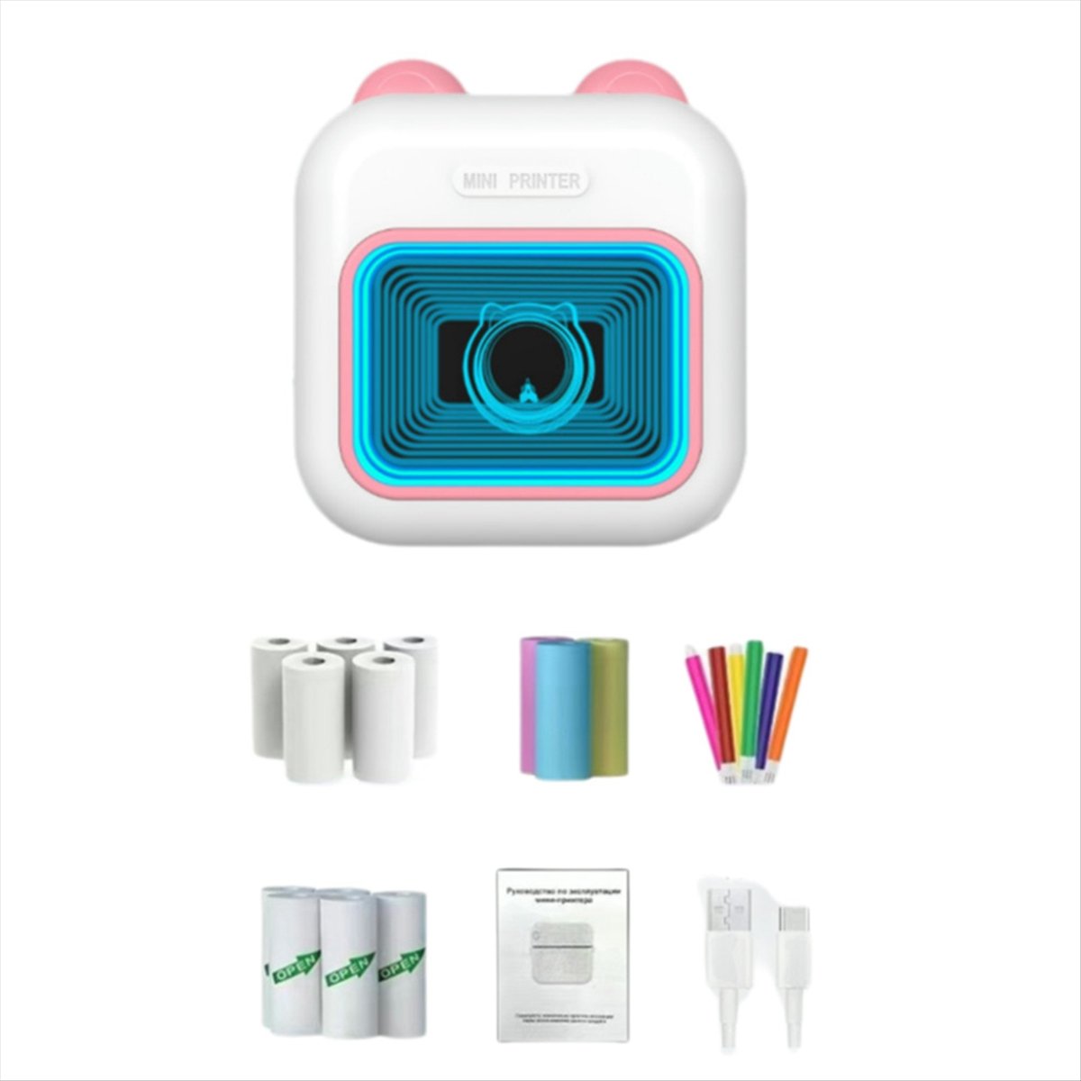 Mini Sticker Printer RGB Light - огляд і ціна Mini Pocket Thermal Printer Paper Roll