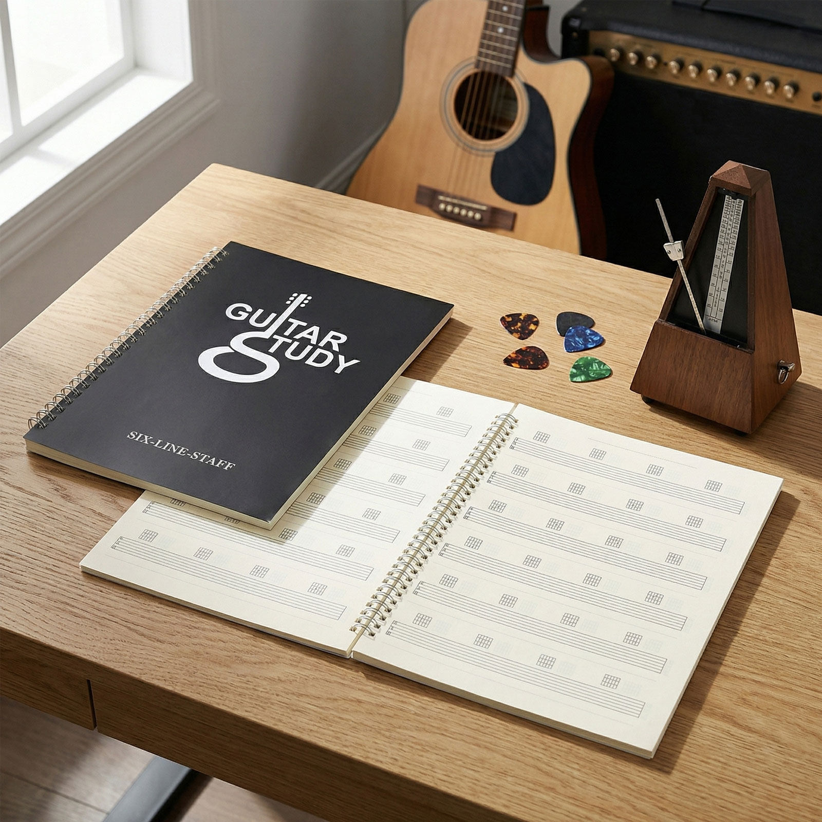 2Pcs Guitar Tablature Notebook - огляд і ціна Blank Sheet Music Notebook