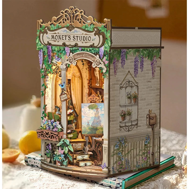 Wooden Monet's Studio Book Noo - огляд і ціна Diy Wooden Book Nook Kit Shelf Insert