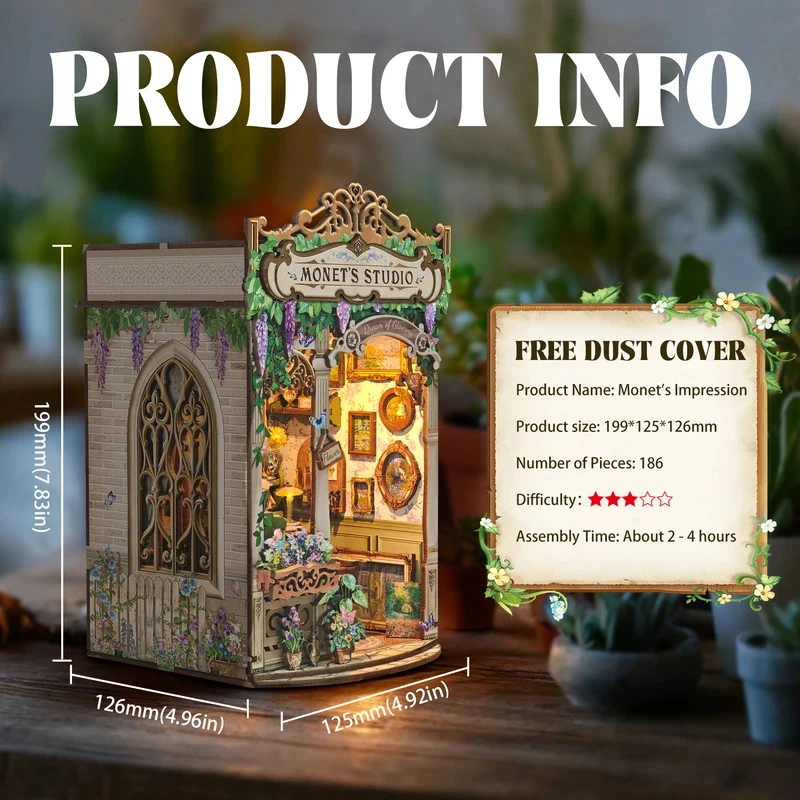 Wooden Monet's Studio Book Noo - огляд і ціна Diy Wooden Book Nook Kit Shelf Insert