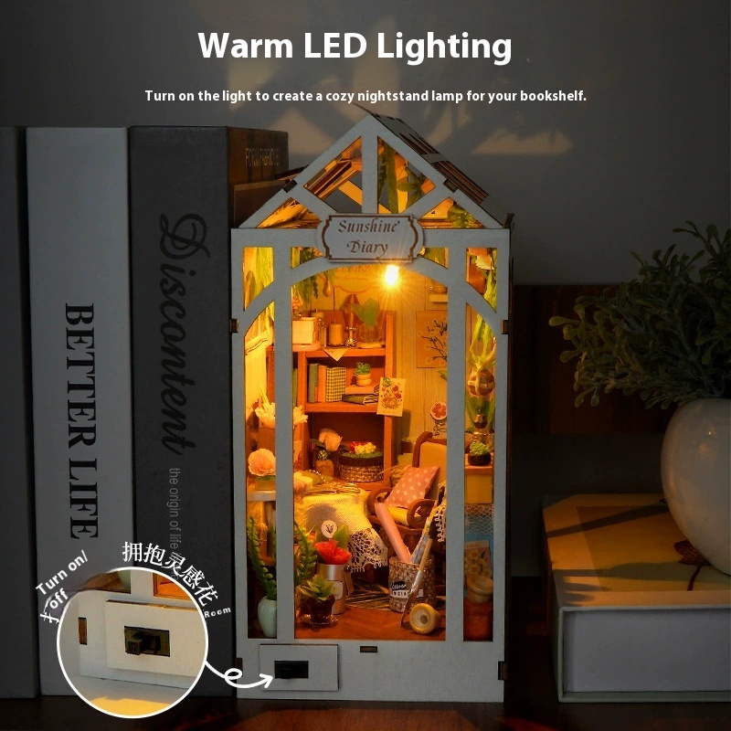 Diy Wooden Sunshine Diary Book - огляд і ціна Diy Wooden Book Nook Kit Shelf Insert