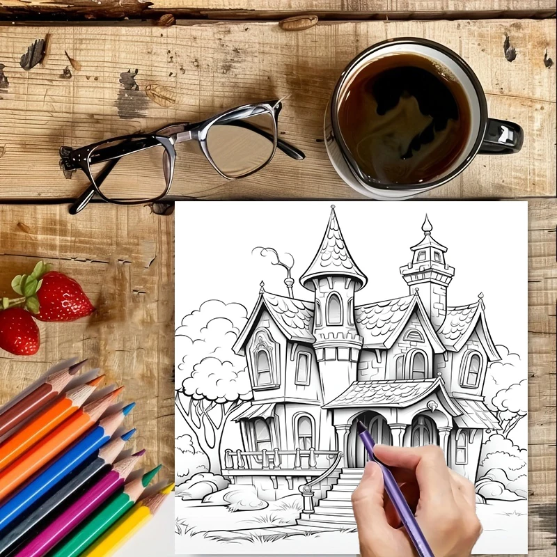 Haunted House Coloring Book fo - огляд і ціна Adult Coloring Book Stress Relief