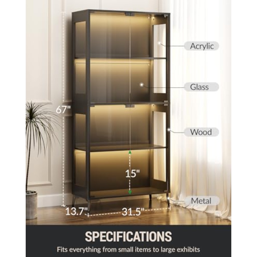 Glass display cabinet with doo - огляд і ціна Books