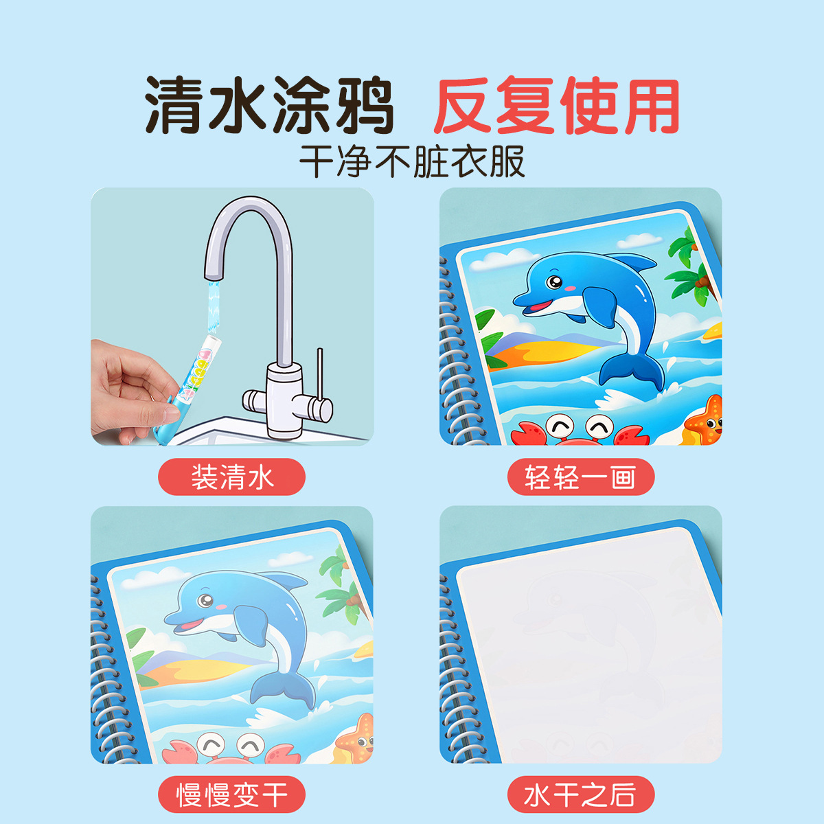 Magic Water Drawing Book for K - огляд і ціна Reusable Water Magic Coloring Book